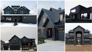 Black House Exterior Designs ||Chic Black Houses||Black brick house ||Black paint house design