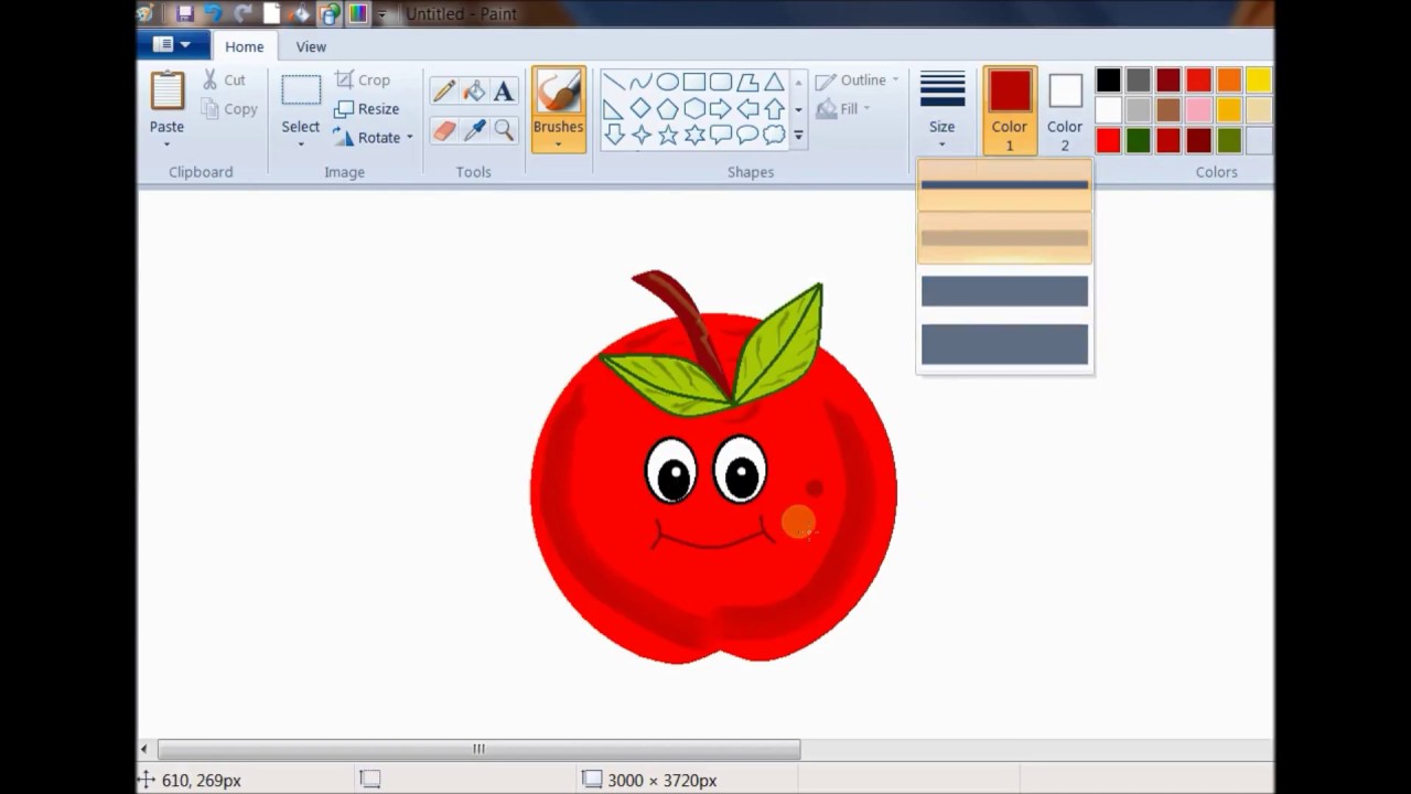 How To Draw Apple In Ms Paint Drawing For Kids Painting Drawings