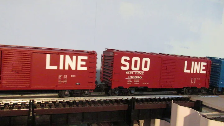 MTH Grand Trunk Western F3 A-B unit diesels pulling freight cars as seen in 1971.