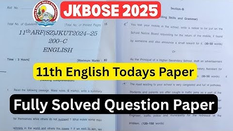 JKBOSE 11th English Today