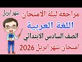 مراجعة شهر ابريل عربي للصف السادس الابتدائي امتحان شهر ابريل عربي للصف السادس الابتدائي 2026