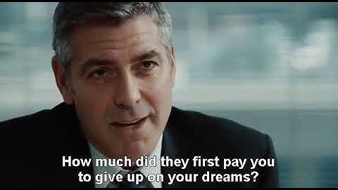 Scene uit 'Up in the Air' ('Hoeveel betalen ze jou om je dromen op te geven?)