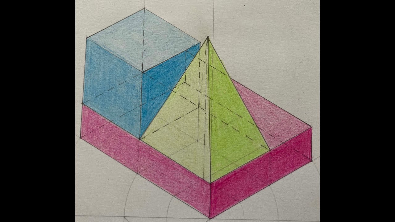 Assonometria isometrica di un gruppo di solidi