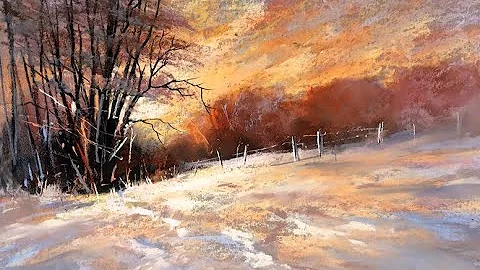 A Winter Sunset Pastel Painting - Impressionistic ...