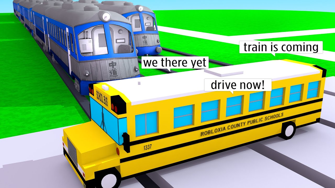 Roblox BUT I Drive a School BUS on BUSY TRAIN TRACK