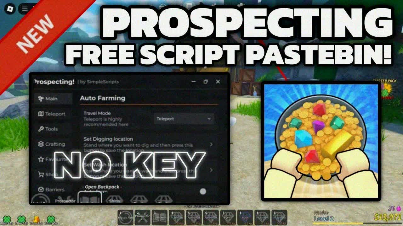 [2026] Prospecting Script Pastebin **NO KEY** AutoFarm Grab Sand, Wash Water, AutoSell, AutoEvent