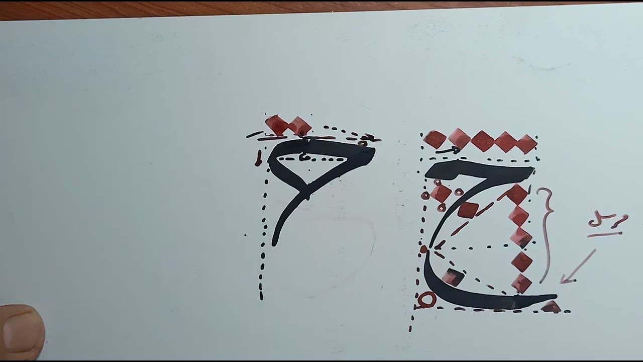 حرف الجيم والحاء والخاء فى خط الثلث مع شرح مبسط لطريقة الكتابة