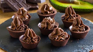 Chocolate Mousse with Avocado in Chocolate Cups (Vegan, Paleo, Keto)