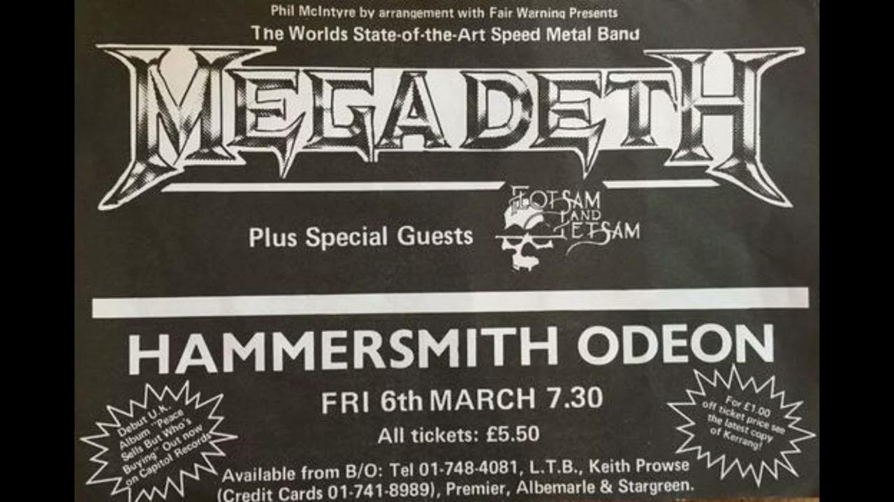 Megadeth (US) Live Hammersmith Odeon, London UK March 6th 1987 (1st European/UK gig ! FM RADIO