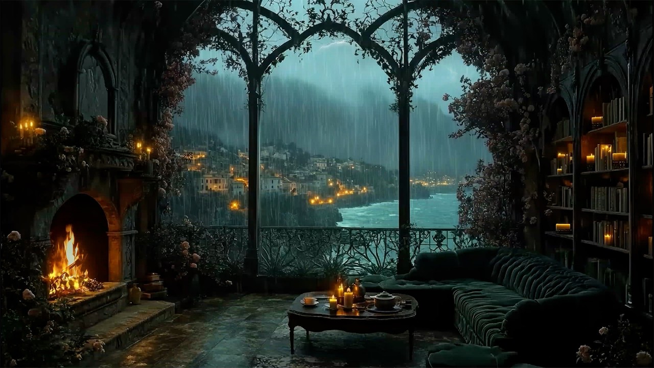 Where the Sea Meets the Silent Library | Dark Academia Study Music & Ambient Piano for Deep Focus