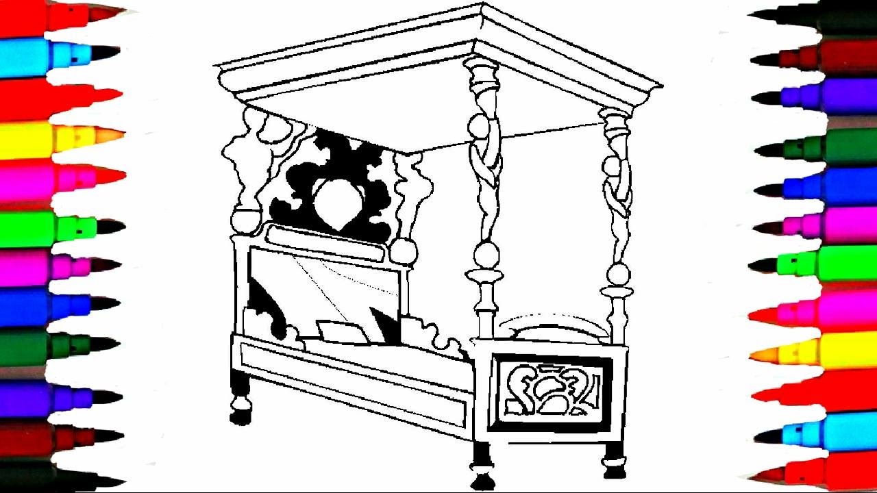 Download Coloring Pages Bed For Girls Coloring Books l Queen Bed Drawing Pages To Color For Kids - YouTube