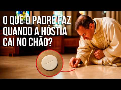 What does the priest do when the host falls to the floor?