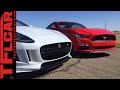 2015 Mustang GT vs 2016 Jaguar F-Type R Performance Mashup Review & Drag Race