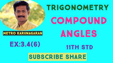 11th STD MATHS EX 3.4(6) Find cos(30+x), cos(π+x) sin(π+x)