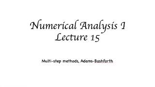 Numerical Analysis I, Lecture 15