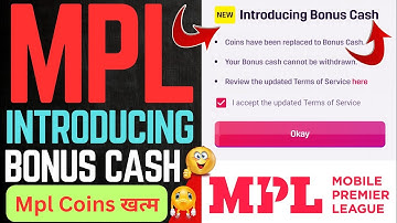 Mpl Coins खत्म| Mpl New Introducing Bonus Cash| Mpl Bonus Cash Update| Mpl Cash Bonus Update Today