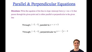 Math Algebra: Writing Linear equations from parallel and perp. lines (Linear Math Tricks)