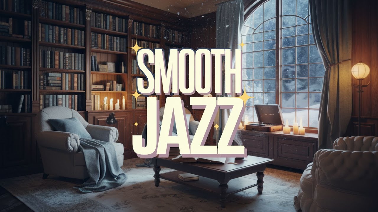 Snowy Jazz Evening – Cozy Library Ambience with Soft Jazz for Reading