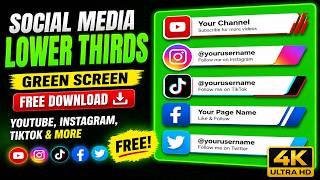 Social Media Lower Thirds Green Screen | FREE Download | YouTube, Instagram, TikTok & More screenshot 2