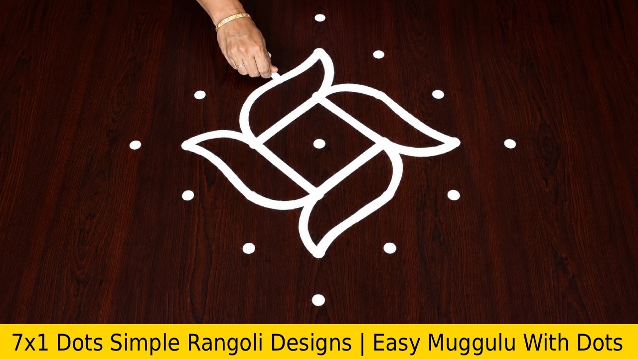 7×1 Dots Simple Rangoli Designs | Easy Muggulu With Dots
