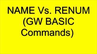 NAME Vs. RENUM Command in gw basic 10th class computer| gw basic lectures chapter # 2 Profile