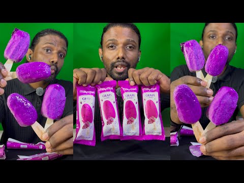 Eating grape ice cream popsicle mukbang asmr
