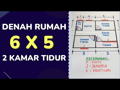 Desain Denah Rumah 6x5 Meter 2 Kamar Tidur