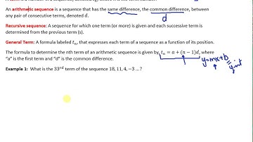 MCR3U 7.1 Arithmetic Sequence Video 1