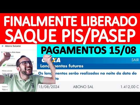 FINALMENTE SAQUE PIS/PASEP LIBERADO NO BANCO PARA RECEBIMENTO DO ABONO SALARIAL EM 15/08/2024