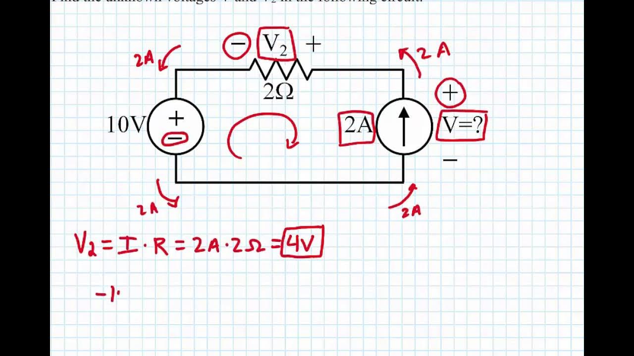 Ece 100 03 kvl with voltage and current source example youtube