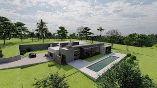 3 Bedroom House Design (Part 1) | Private Swimming Pool | Lush Greenery | Double Garage | House Plan