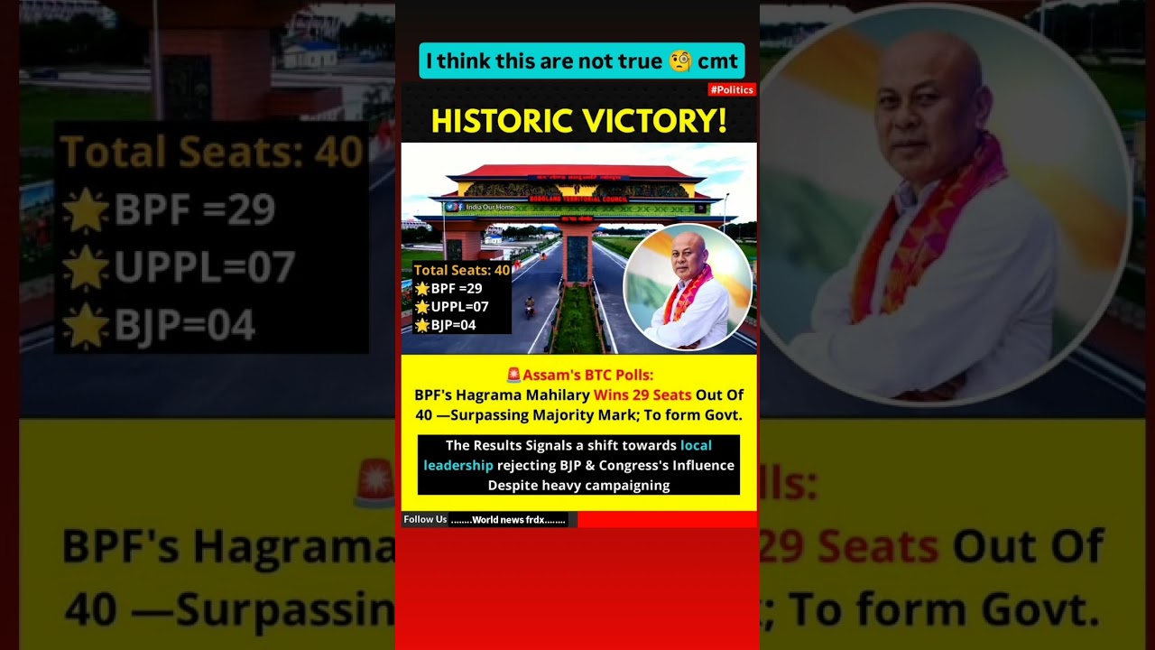🚨On September 26, 2025, vote counting for Assam's Bodoland Territorial Council (BTC) elections 💯