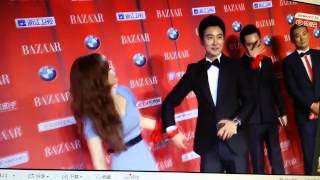 chae rim and gao zi q i蔡琳 梓岐 2015 bazaar charity night red carpet