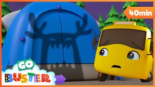 Scary Monster Prank - Camping Trip | Go Buster | Classic Vehicle, Truck and Car Cartoons for Kids