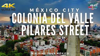 【4K】Colonia Del Valle Ciudad de México Pilares Street México City - Virtual Walking Tour, 4K México