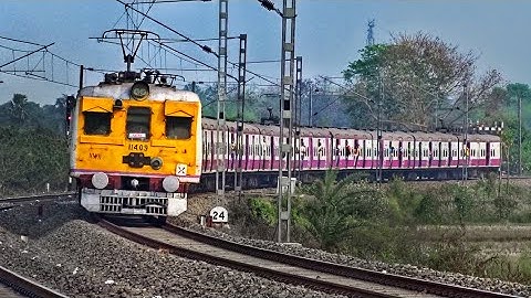 Twin Wind-Shield Colourful EMU Trains Speeding in Huge Curve back to Back | Eastern Railways