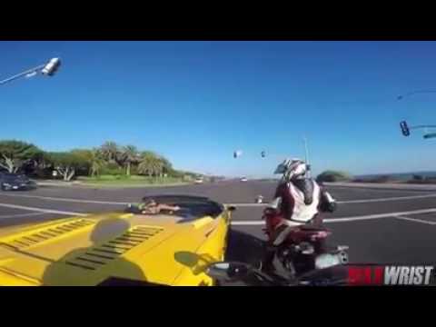 Lamborghiniye ayar veren motorcu - YouTube