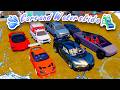 Supercars, Trucks & Ambulance Jump into Water Slide! 🚗💦🎢