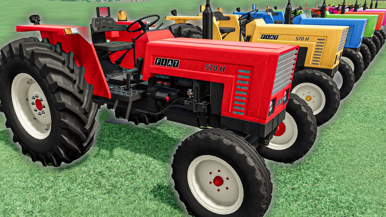 Trackors Colours Tractors With COLORS - HAULING HEAVY TRACTORS WITH BIG TRUCKS FOR KIDS ...