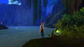 Calming Heavy Rainstorm Forest Shelter | Thunder Night Sounds & Music | World of Warcraft Fishing