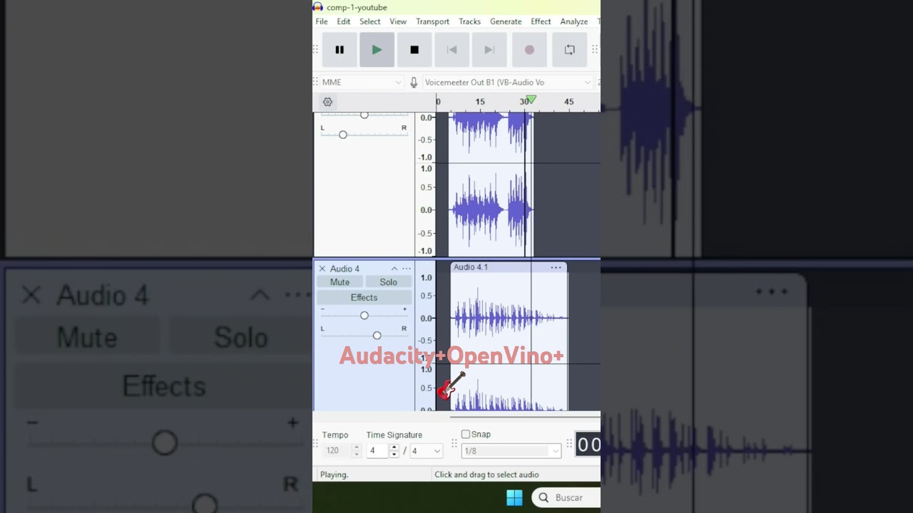 How I create music with Audacity plugin OpenVino + One guitar 