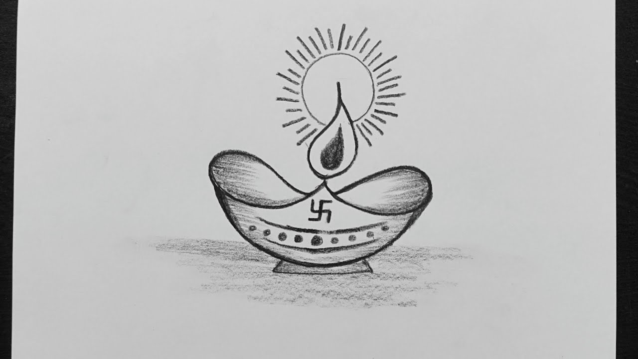 Easy Diya Drawing For Diwali Beautiful Diya Pencil Drawing Diwali