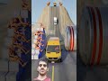 Cars and  School Bus vs Wall Bollards Crush part 2 #short #trending #gaming #viral