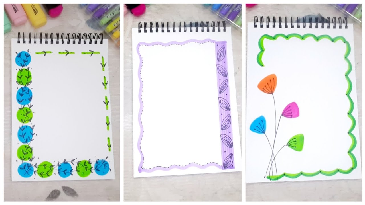 Easy Border Design | File Decoration Ideas | Front Page Design for School Projects