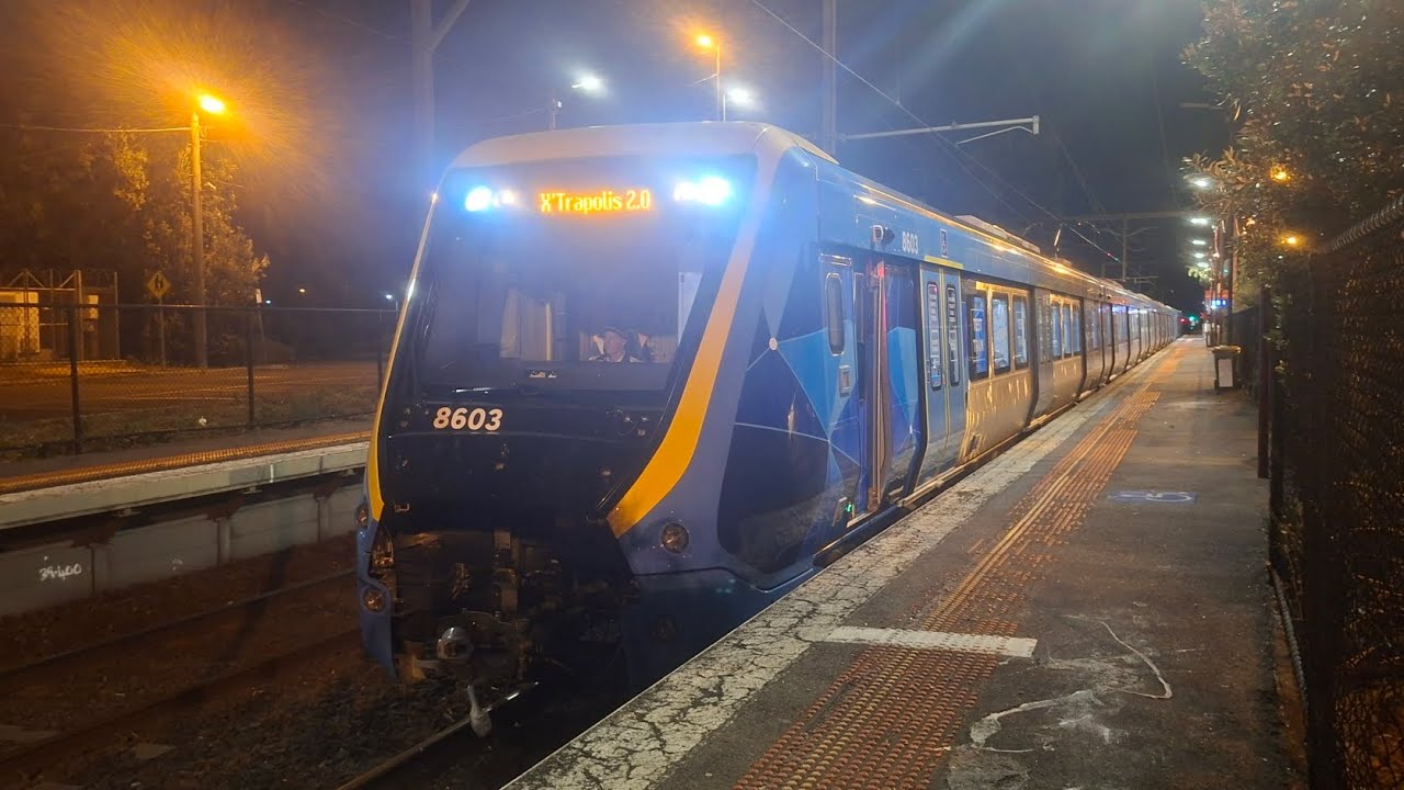 X'trapolis 2.0 running a test stopping all stations to Frankston service as part of testing phase