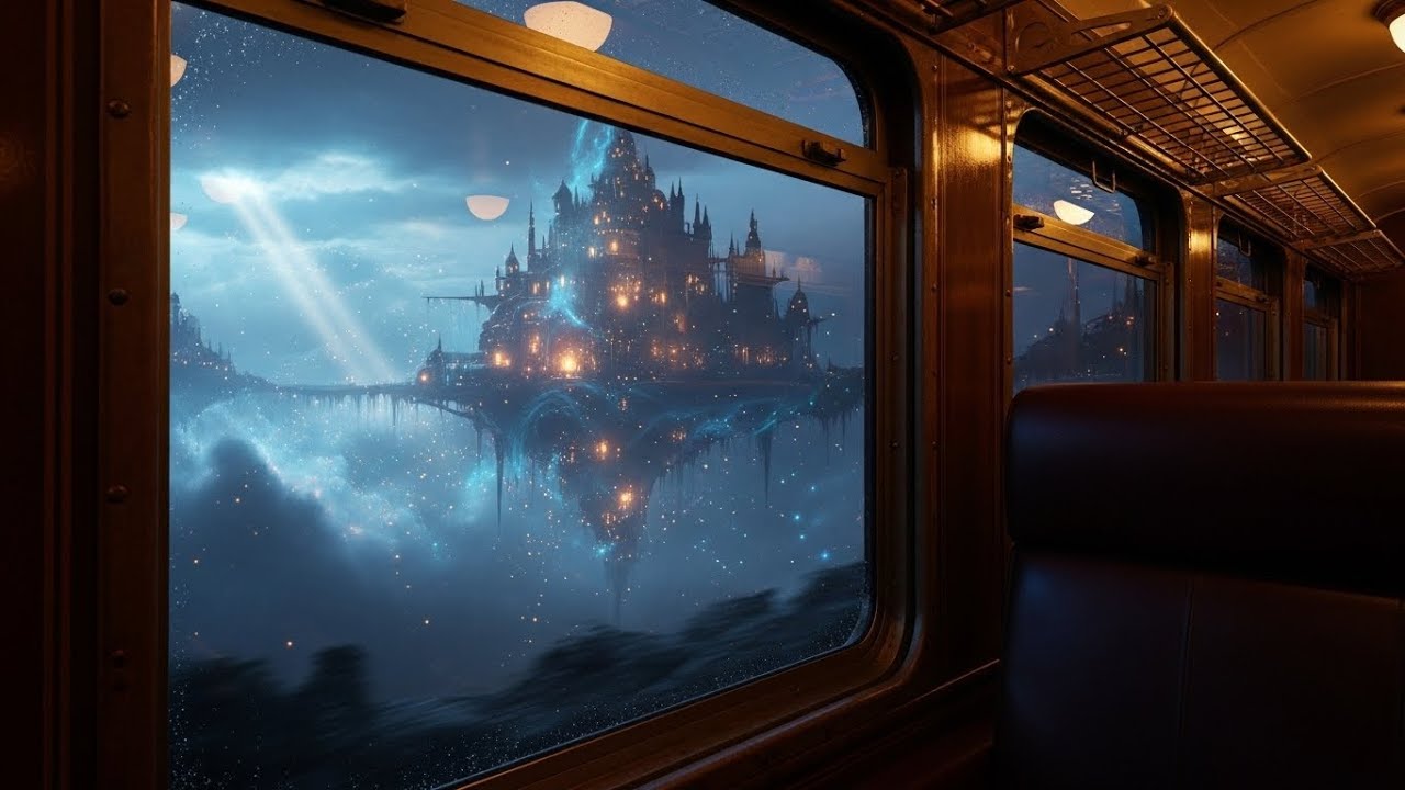 Celestial Night Train Ambience 🚂 Relaxing Galaxy Travel for Sleep ...