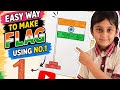 Flag painting using Number "1"/Easy tutorial for kids