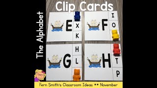Alphabet Clip Card Center Easy Prep for Uppercase & Lowercase Thanksgiving