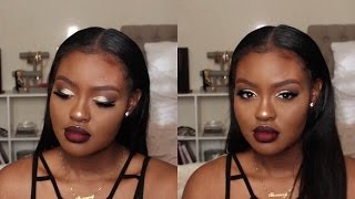Golden Globe Inspired Classic Vampy Makeup Tutorial | Dark Maroon Lip screenshot 2