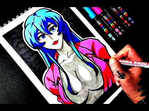 ANIME with Posca Markers on NIL Black Sketchpad: AMAZING! [Video